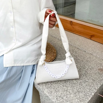 

Casual PU Leather Sling Handbag Purse Women Elegant Chain Shoulder Crossbody Bag Popular Simple Female Daily Bag