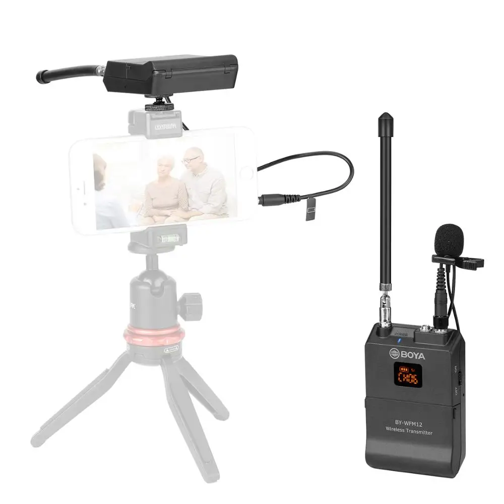 BOYA BY-WFM12 беспроводной микрофон для iPhone Android смартфон планшет Canon EOS Nikon DSLR камера видеокамера аудио рекордер ПК