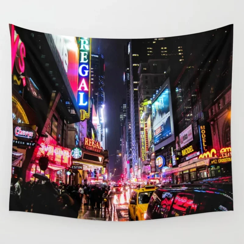 New York City Night Tapestry Wall Hanging Wall Decor Bedspread Bedding Blanket Curtain Sheet Table Cloth Breathable Furniture