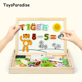 

Montessori Magnetic Puzzles BlockBoard Drawing Board Wooden Toys For Kids Alphabetic Puzzle Wooden Box Goryeobaby Educational