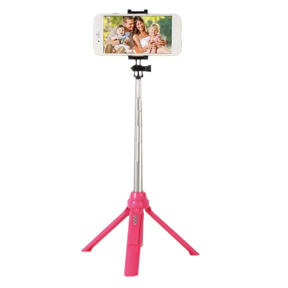 Красный Ручной Мини-Штатив 3 в 1 Автопортрет монопод телефон Selfie Stick с Bluetooth пульт дистанционного спуска затвора для смартфонов камеры - Цвет: Красный