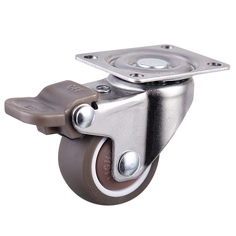 5 Pcs Casters Factory Direct 1.5-inch Tpe Universal Wheel With Brake Light Single Bearing Anti Winding Mute Furniture Caster