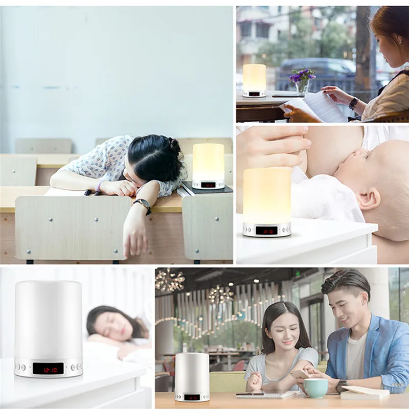 Мини книжный беспроводной Bluetooth динамик бытовой Красочный светодиодный ночник s с будильником