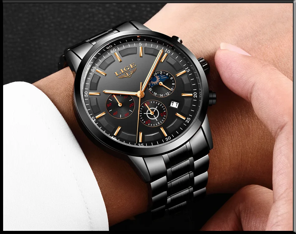 Relojes мужские часы LIGE модные спортивные кварцевые часы мужские часы лучший бренд Роскошные деловые водонепроницаемые часы Relogio Masculino