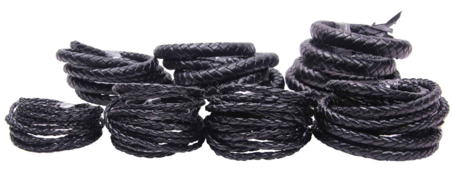 2-5meter Black Brown Braided PU Leather Cord 3 4 5 6 8 10 12 mm Round Leather Strap Rope Strings for DIY Bracelet Jewelry Making