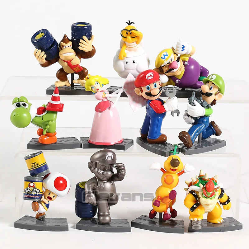 Super Mario Bros Супер Марио и Луиджи персик жаба Йоши Bowser Варио Донки Конг Caterpillar колючий Мини Фигурки Коллекция игрушки 11 шт./компл