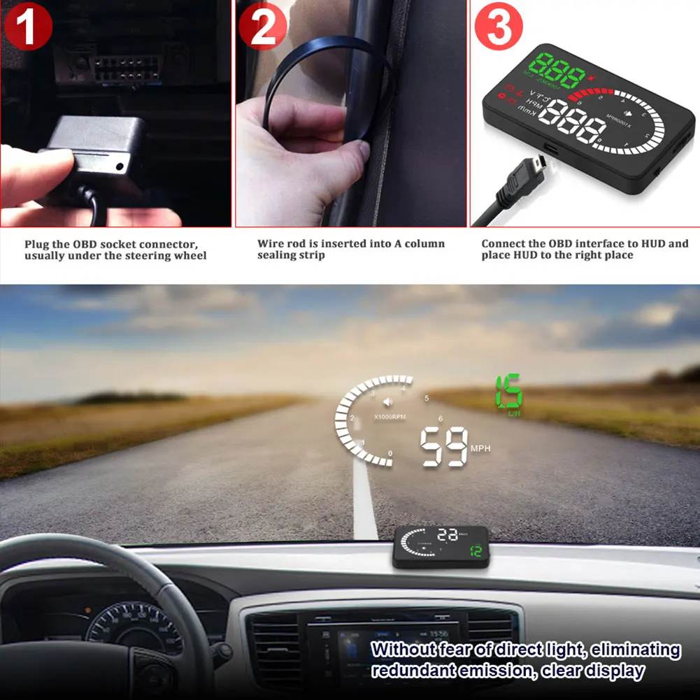  Windschutzscheibe Projektor Elektronische OBD2 Zubehör Überdrehzahl Warnung Led-bildschirm Universa