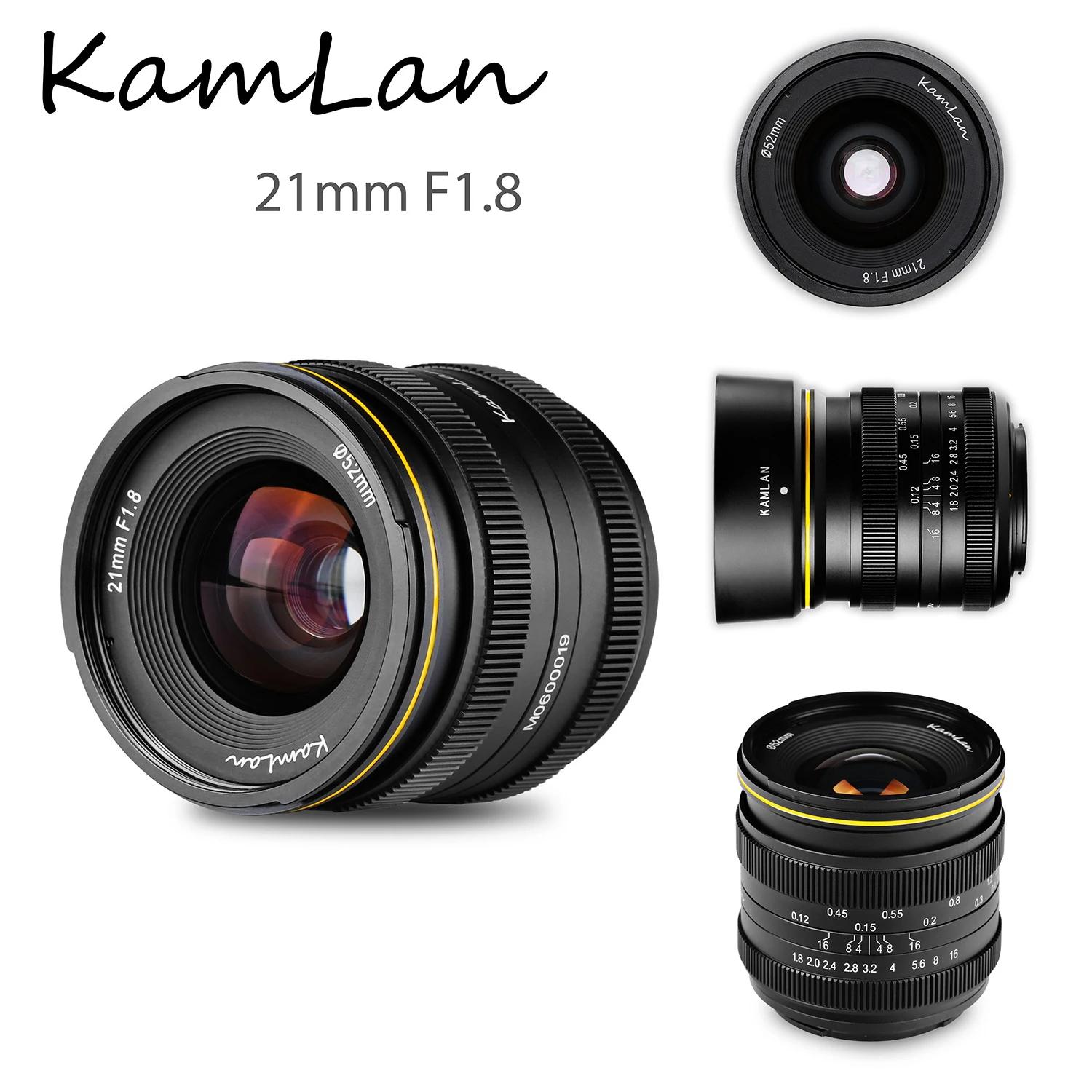Kamlan 21mm F1.8 Lens Manual Focus APS-C Camera Lens for Canon EOS-M Sony E Fujifilm FX M4/3 mount for X-T3 Mirrorless Camera
