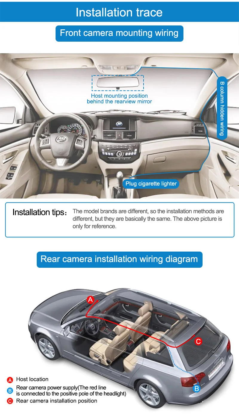 Видеорегистратор с двумя объективами Dash Cam HD 170 ° широкоугольный WDR g-сенсор циклическая запись Обнаружение движения Dashcam Автомобильный видеорегистратор