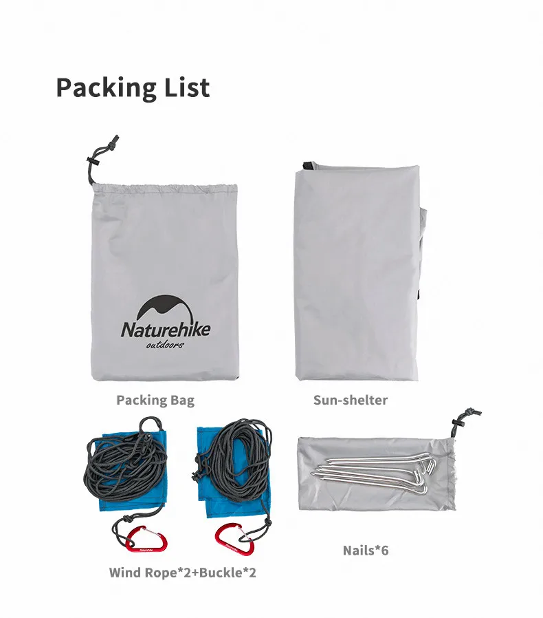 Naturehike Camping Tent Tarp 700g Ultralight Portable Canopy 150D Rainproof Sunscreen Outdoor Awnings Travel Camping Hiking