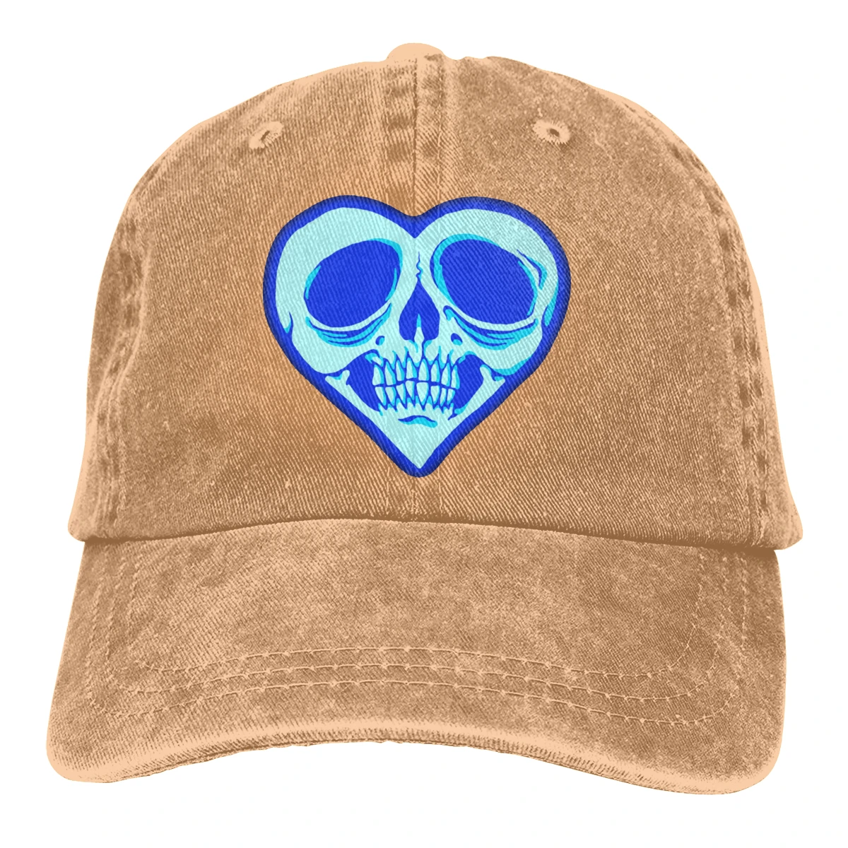 Череп, сердце Casquette черный унисекс Мужские Женские деним Strapback бейсболка Регулируемая Гольф папа шляпа - Цвет: Хаки