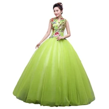 Новинка года; модное зеленое Пышное Платье с вышивкой; вечерние платья с вышивкой; vestidos de 15 Ano; уникальные платья для танцев