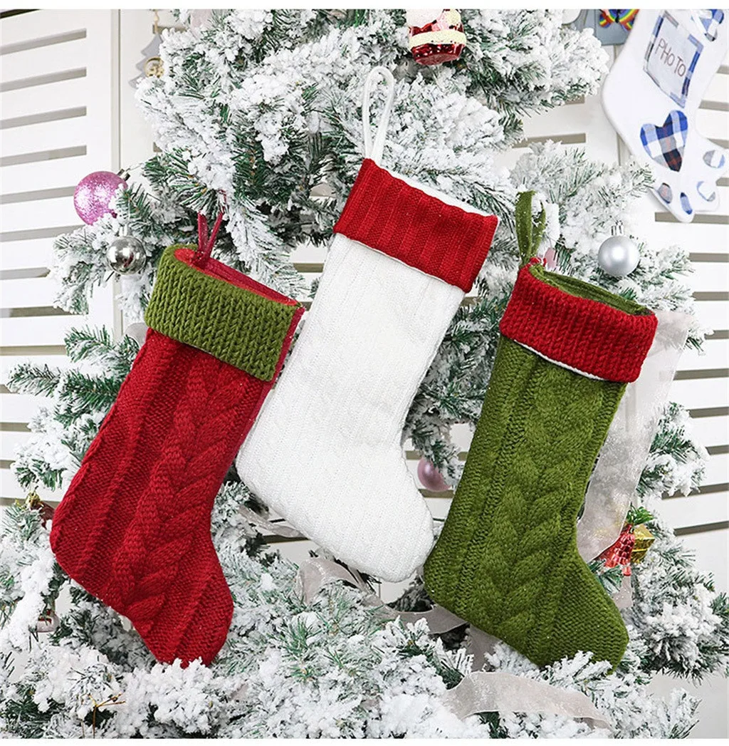 Christmas Stockings 12 inches Knit Christmas Stockings for Season Decor christmas tree decorations arbol de navidad navidad