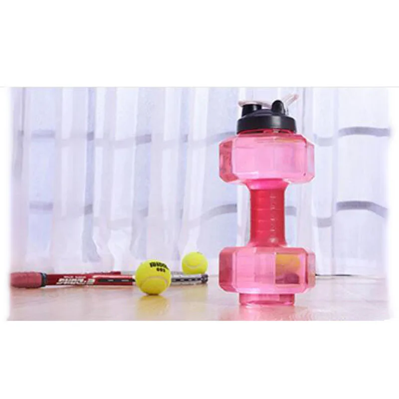 

High Quality 2.6L Big Volume Dumbbells Shaped Water Bottle PETG Sports Running Gym Kettle Easy To Carry Not Easy To Deformation