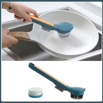 

PP Home Non Slip Dish Brush 3 In 1 Bowl Washing Hanging Hole Long Handle Pan Pot Detachable Multifunctional Kitchen Sink