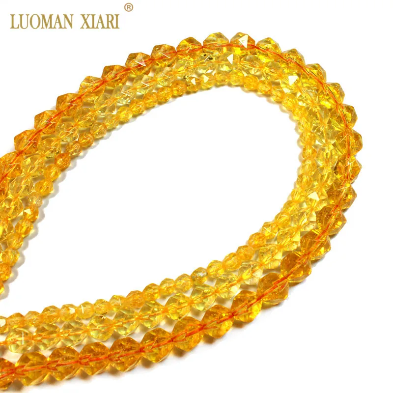 Fine AAA 100% Natural Faceted Citrine Round Natural Stone Beads Yellow Crystal For Jewelry Making Diy Bracelet Necklace 6/8/10MM 6