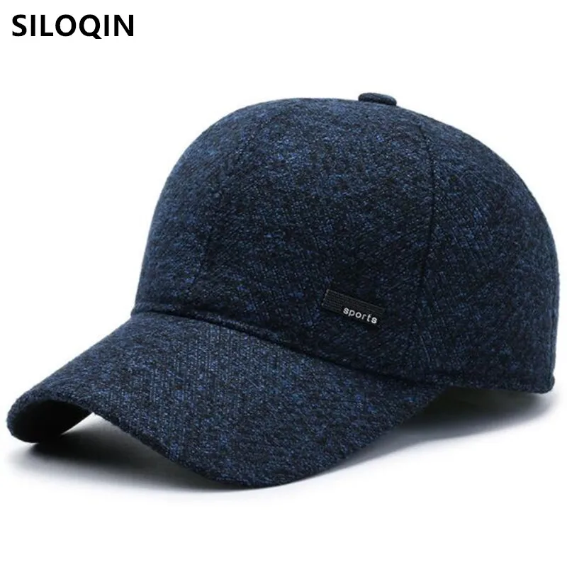 

SILOQIN New Winter Men's Hat Thick Warm Baseball Caps Cold Proof Earmuffs Hats Adjustable Size Casual Sports Cap Snapback Cap