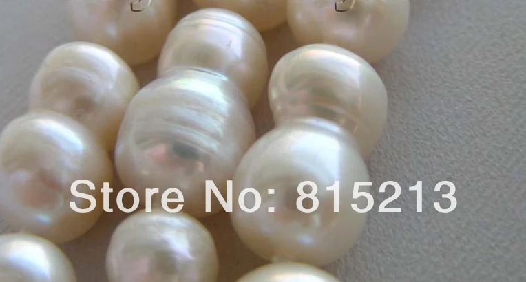 N1034 3Rows Natural 14mm Twins White Pearl Necklace 14k% Discount AAA