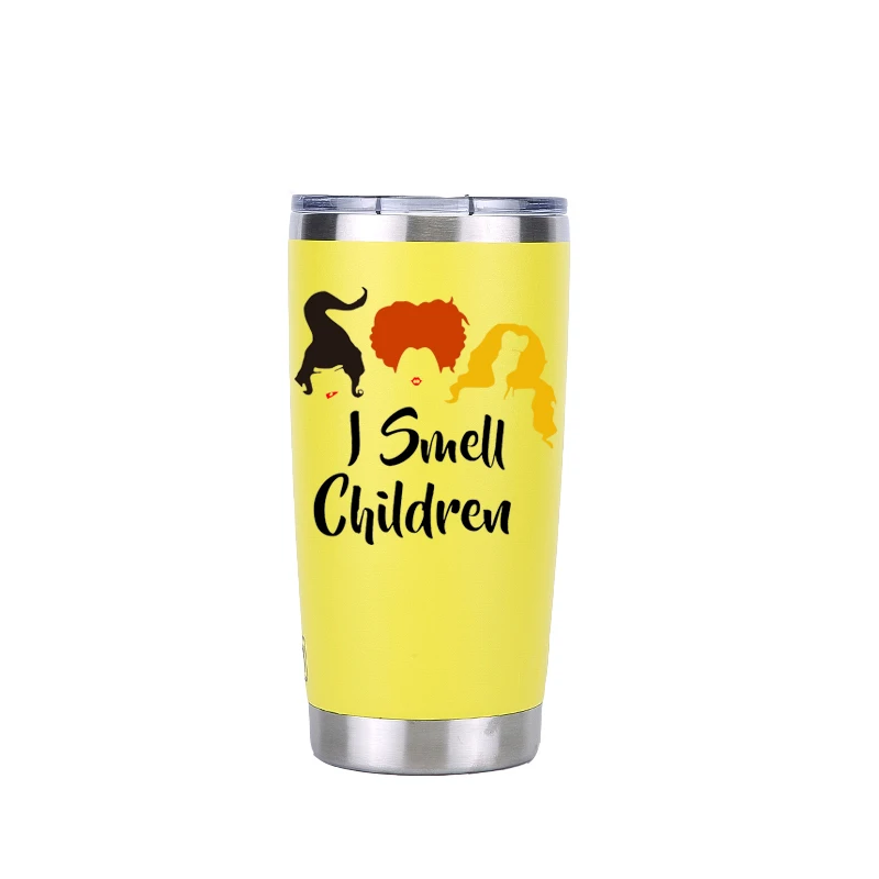 20 oz yellow Хэллоуин hous Pocus 30 oz тумблер путешествия автомобиль пивная кружка с двойными стенками Изолированная вакуумная фляжка из нержавеющей стали Термос кофейные кружки - Цвет: 20 oz yellow