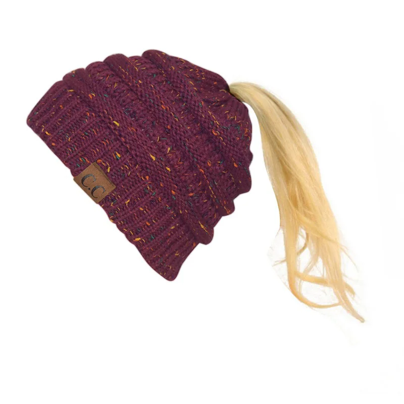 Женские вязаные шерстяные шапки для девочек, вязаные крючком шапки с дырками, теплые зимние шапки с манжетами, теплые шапки Skully - Цвет: style 6