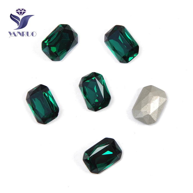 Emerald YANRUO 4627 Восьмиугольные Необычные камни, стразы для пришивания с когтями K9, стразы для шитья, кристаллы для украшения - Цвет: Emerald