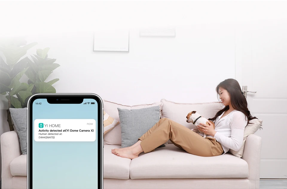 Wi-Fi Камера YI Dome X | Детектор движения | Обнаружение домашних животных | Угол обзора 360° | Мгновенное оповещение | Видео Full HD, механическое панорамирование и наклон | Улучшенное обнаружение движения |
