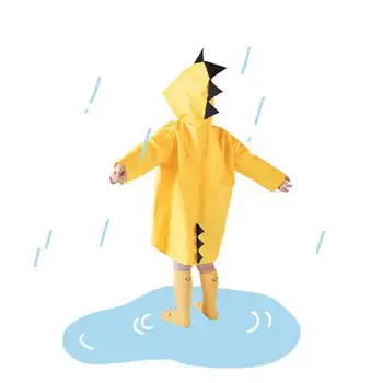 

1PC Cute Little Dinosaur Waterproof Polyester Rain Coat Boy Children Girls Windproof Poncho Kindergarten Student Baby Raincoat
