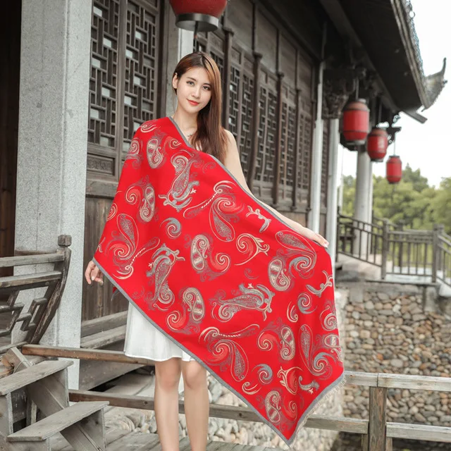 Brand Designer New Women Pashmina Cashmere Scarf Winter Warm Scarf All-Match Shawl Fashion Shawl Scarves Thickening Blanket - Цвет: B-1