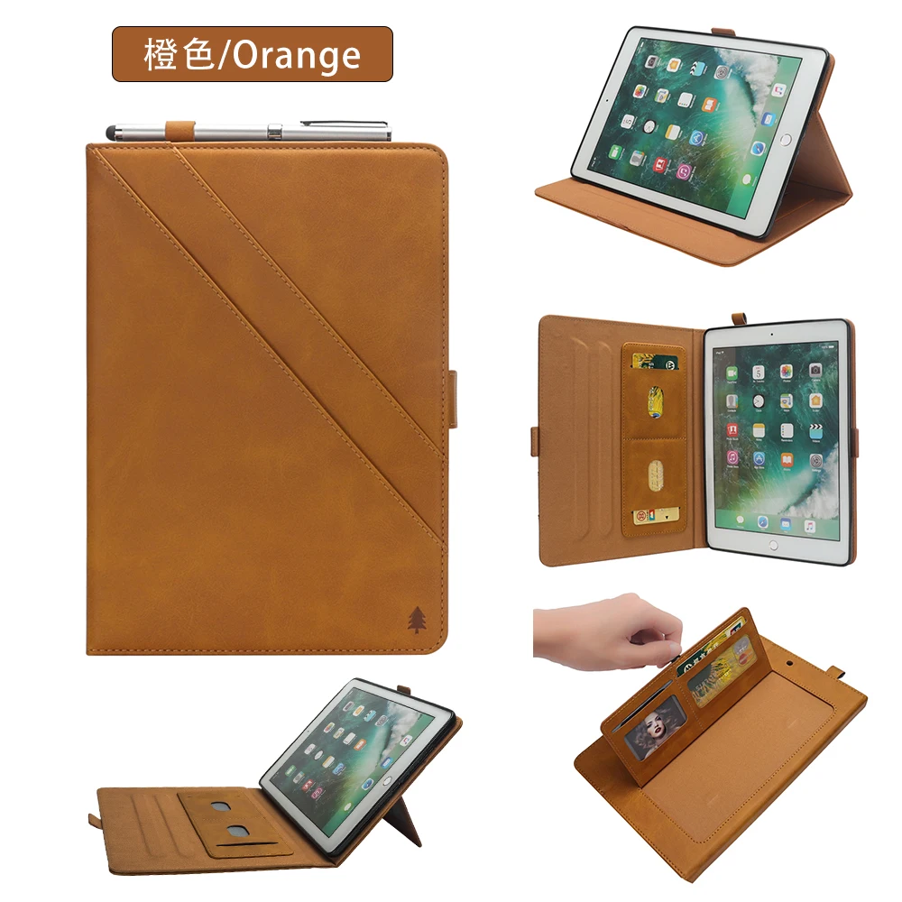 Orange Для iPad 9,7 чехол Обложка для iPad Air 2 Air 1 чехол для детей 5, 6, 5th 6th поколения принципиально Бизнес из искусственной кожи смарт-чехол - Цвет: Orange