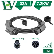 Morec EV зарядный кабель 32A 7.2KW для электрической автомобильной зарядной станции тип 1 к Тип 2, SAE J1772 5 м