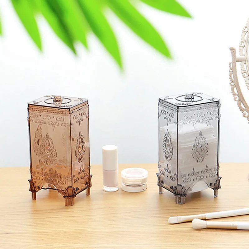 

European Style Acrylic Makeup Cotton Pads Box Large Transparent Square Cosmetic Cotton Pad Jewelry Cotton Swabs Storage Box