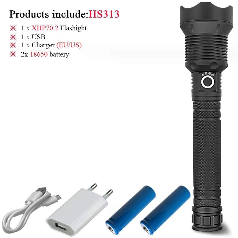 HS313B1 Люменов XLamp xhp70.2 самый мощный фонарик usb Zoom СВЕТОДИОДНЫЙ Фонарь xhp70 xhp50 18650 или 26650 перезаряжаемый аккумулятор для охоты - Испускаемый цвет: HS313B1