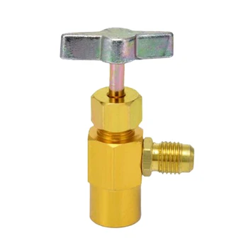 

R134A Refrigerant Dispenser Thread Valve Bottle Opener with Tank Adapter for 1/4 inch and 1/2 inch AC Charging Hose