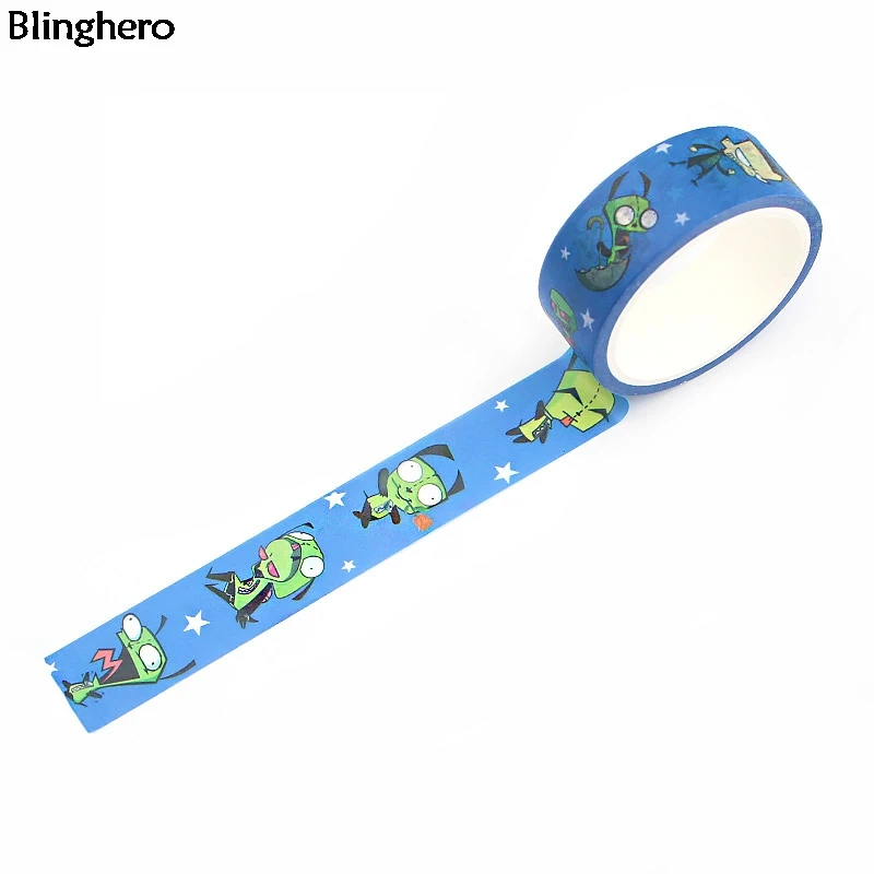 10 шт./компл. Blinghero 15 мм х 5 м Захватчик Зим лента Washi мультфильм изоляционная лента Скотч для монтажа светодиодных лампочек Прохладный ленту наклейки настенные подарок BH0323