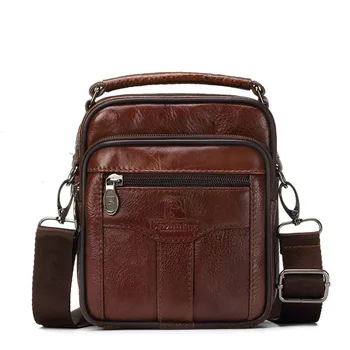 

2020 new Genuine Leather Male Package Head handbags Layer Cowhide Small Fund Single Shoulder Diagonal brown shoulderbag designer