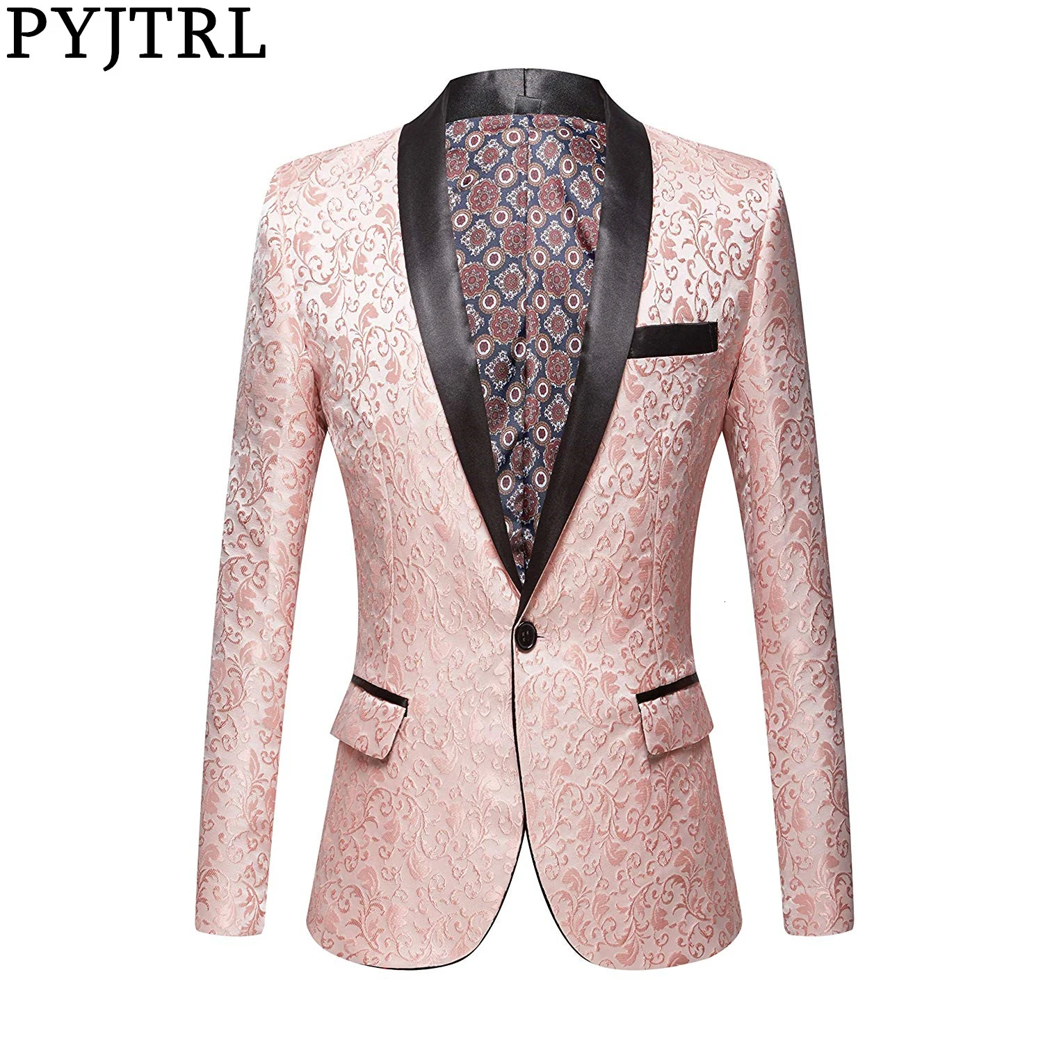 PYJTRL Men Stylish Two Color Conversion Shiny Sequins Blazer Suit Jacket