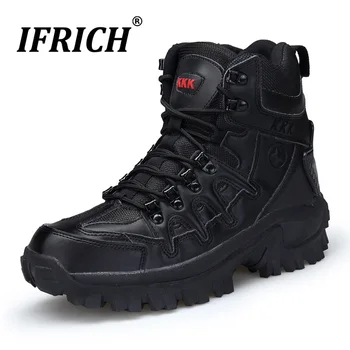 

Men's Force Military Tactical Duty Work Boots with Zipper Full Grain Leather Waterproof Desert Boots Man Combat Hiking Shoe Hunt