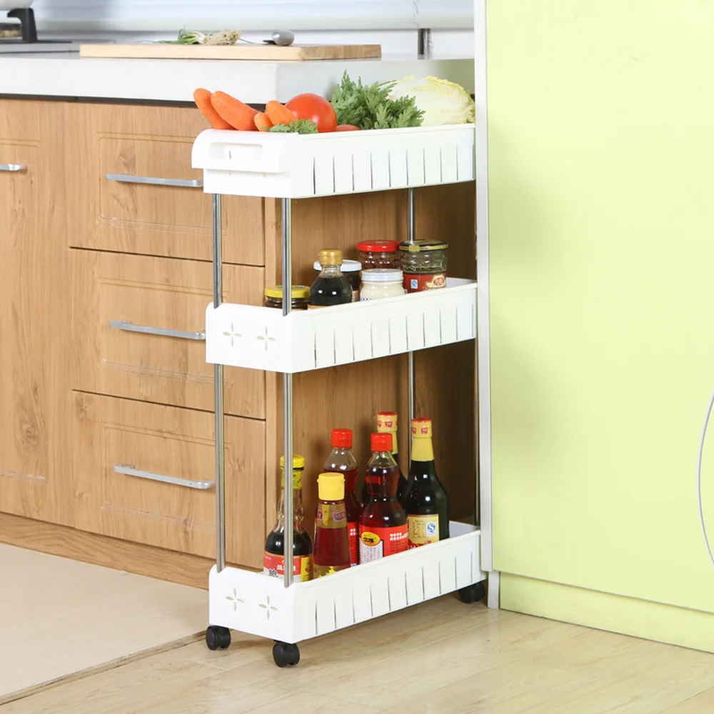 

Multipurpose Shelf with Removable Wheels Crack Rack Bathroom Storage Rack Shelf Multi-layer Refrigerator Side Shelf mx9071718