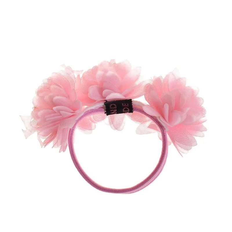 Pink 1 шт., модные аксессуары для волос, многослойные эластичные резинки для волос с цветами, милые резинки для волос для девочек, держатель для конского хвоста, резинки для волос - Цвет: Pink