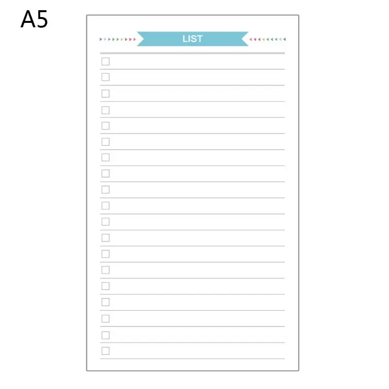 6 Holes Refill Inner Paper Diary Week Month Planner for A5 Loose Leaf Notebook PXPA