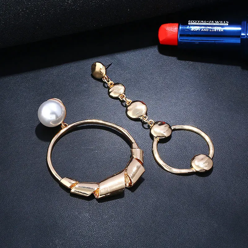 

Creative Pearl Statement Round Earrings Women European American Trendy Glossy Hyperbole Drop Dangle Earrings for Women Jewelry