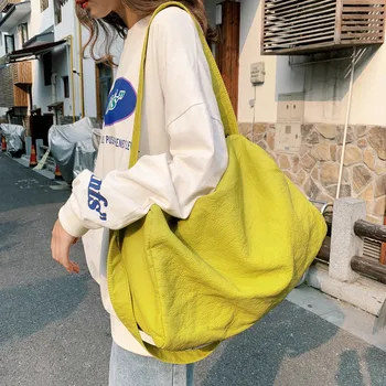 

Women pu Shoulder Bag Large Capacity Simple Vintage Canvas Messenger Bags Female Solid Soft Cloth Handbag Big Totes#g1