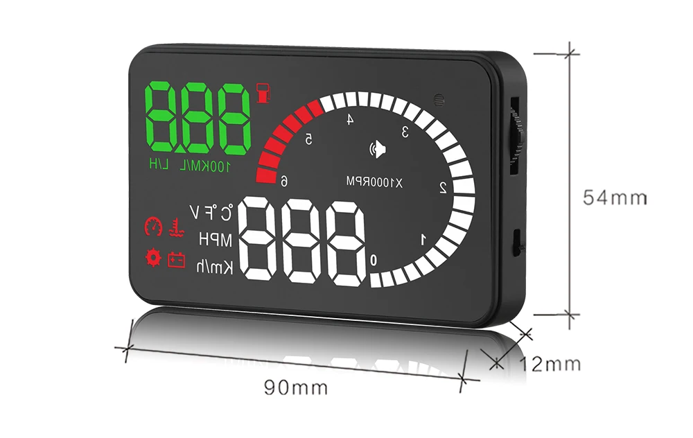 Hud OBD2 Car Speed Projector Windshield Projection X6 New Car Styling Electronics Tuning Cars Speed RPM Water Temperature Alarm