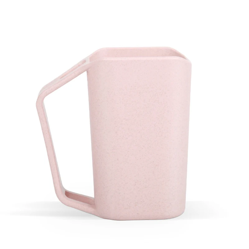 pink Пшеничная солома кружки чашка с зубной щеткой держатель для воды молоко ванная комната 350 мл JS22 - Цвет: pink