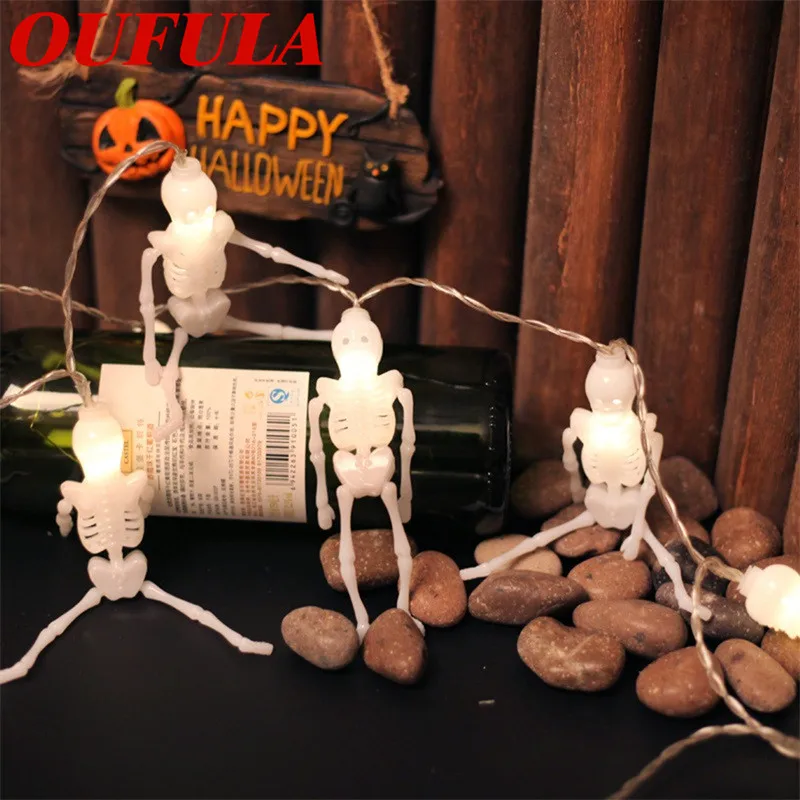 

OUFULA Halloween Skull Light Outdoor Waterproof LED Battery Box Bone Horror Decoration Lamp