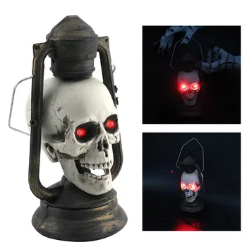 

2019 New Arrival Halloween Lamp Led Skull Lantern Glowing Eyes Creepy Hanging Lamp Halloween Decor Props Party Hang Lamp