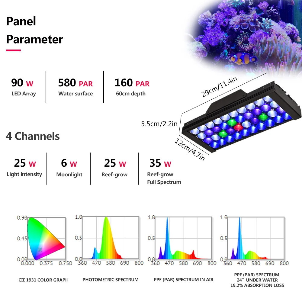 PopBloom СИД аквариумный светильник Led морской аквариум светодиодный ing рифовый