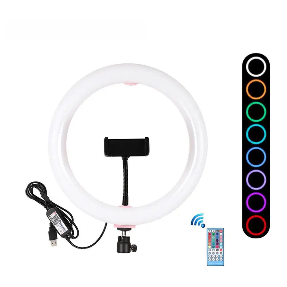

Selfie Ring Light 360degree Rotatable Ball Head Stabilizer Dimmable USB Ring Light for Photography Streaming with Remote Control