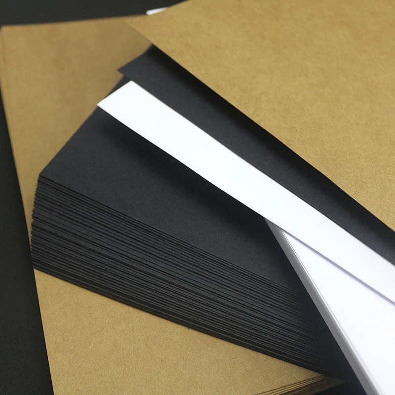 

2K Handmand Craft Paper Card Making Cardboard Thick Kraft Paper Hand Art Drawing DIY Graffiti Black Brown White Blank Card Paper