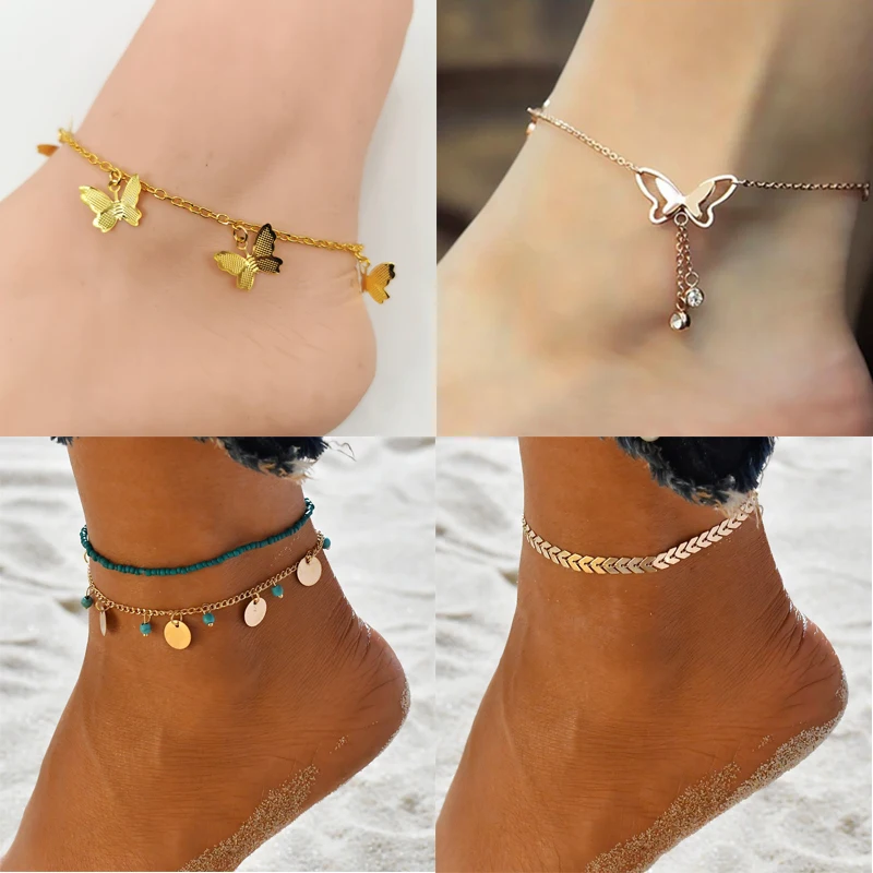 New Fashion Butterfly Anklets For Women Gold Silver Color Chain Ankle Bracelet on the Leg 2020 Bohemian Foot Jewelry New Fashion Butterfly Anklets For Women Gold Silver Color Chain Ankle Bracelet on the Leg 2020 Bohemian Foot Jewelry